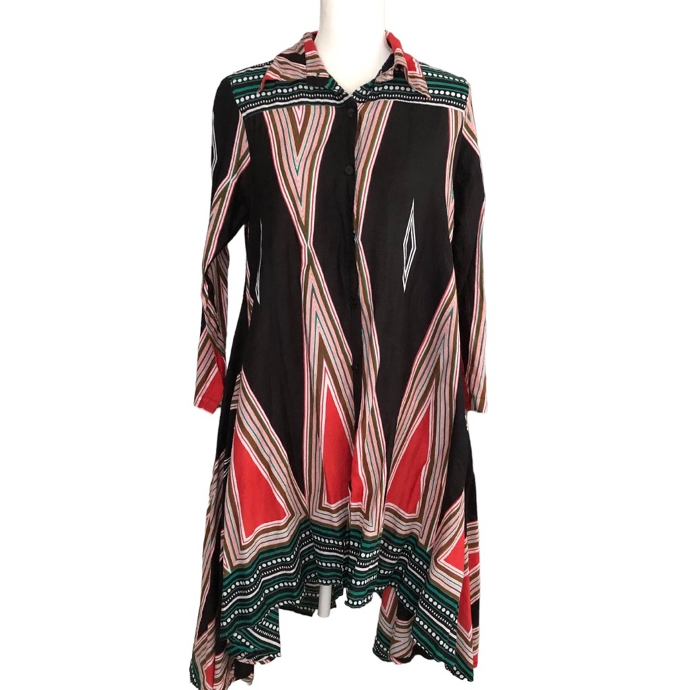 Step In Style Eclectic 100% cotton India Print Dress with Pockets Size Medium